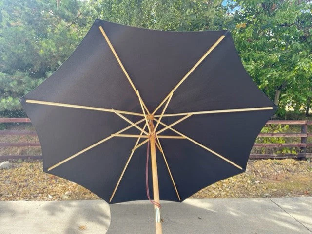 2.7m Solid Wood Garden Parasol – Premium 48mm Pole, Black - Image 3