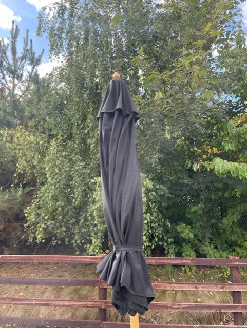 2.7m Solid Wood Garden Parasol – Premium 48mm Pole, Black - Image 4