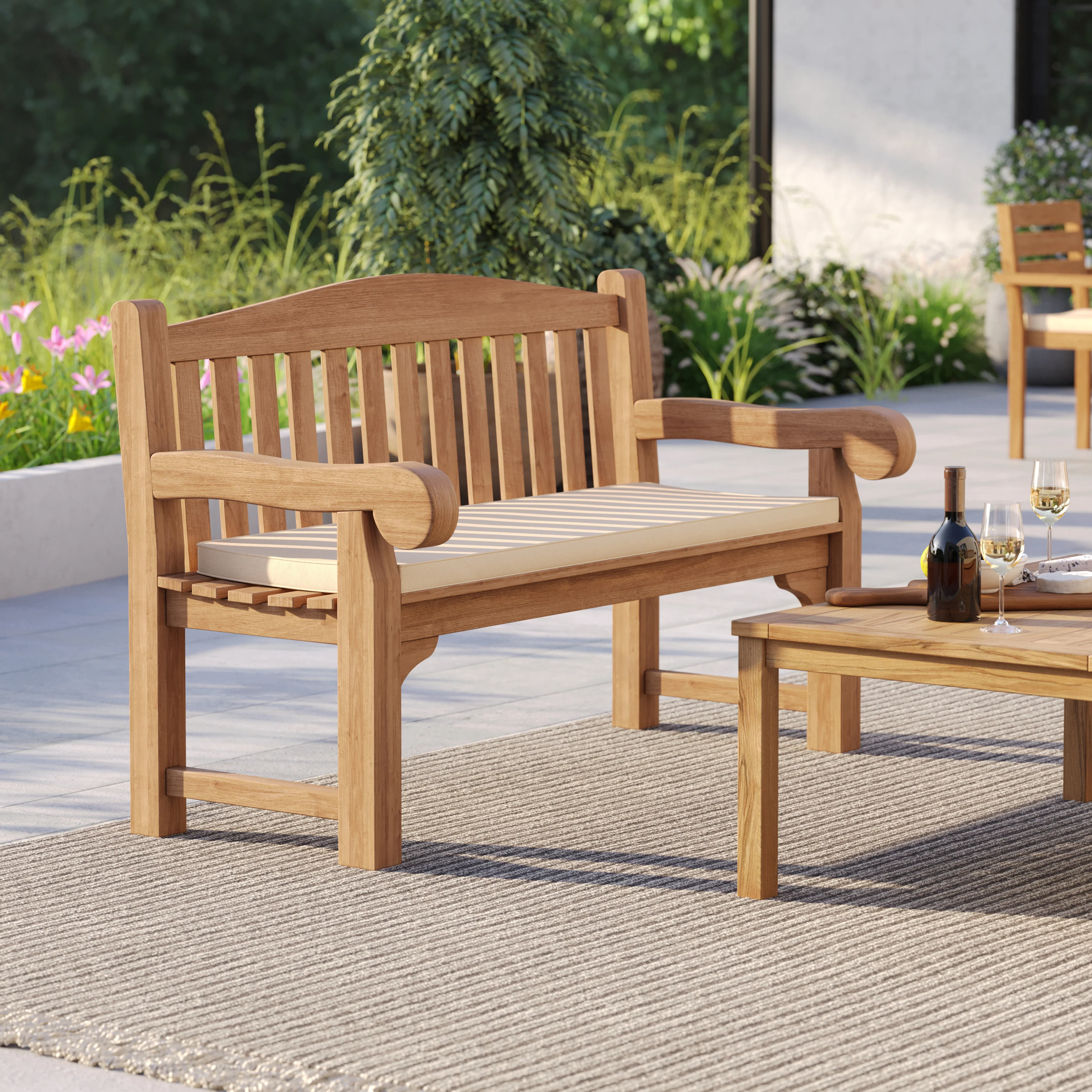 Harmony Teak Garden Bench Set – Family Seating Set - Image 11