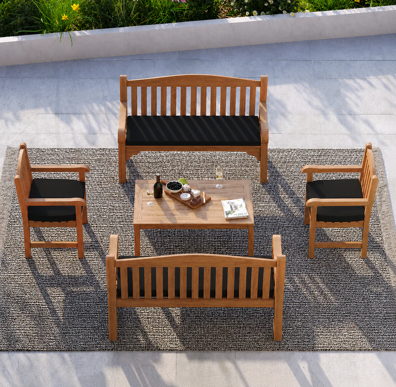 Harmony Teak Garden Bench Set – Family Seating Set - Image 2