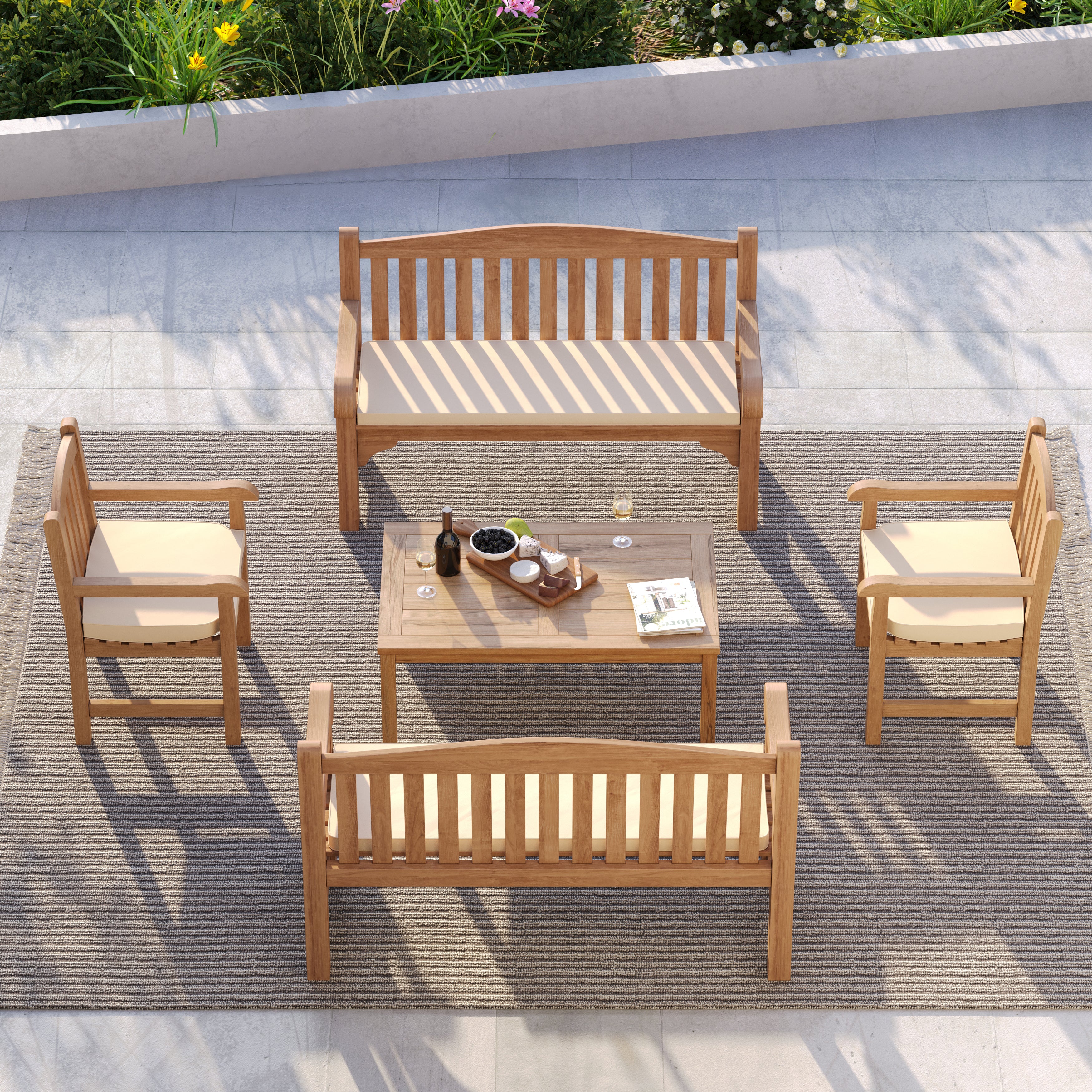 Harmony Teak Garden Bench Set – Family Seating Set - Image 3