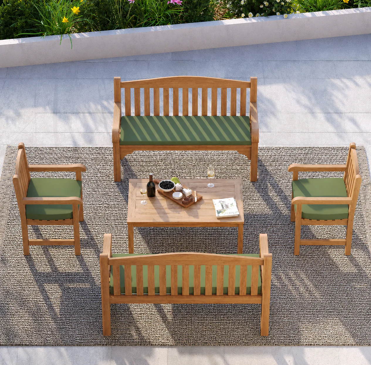 Harmony Teak Garden Bench Set – Family Seating Set - Image 4