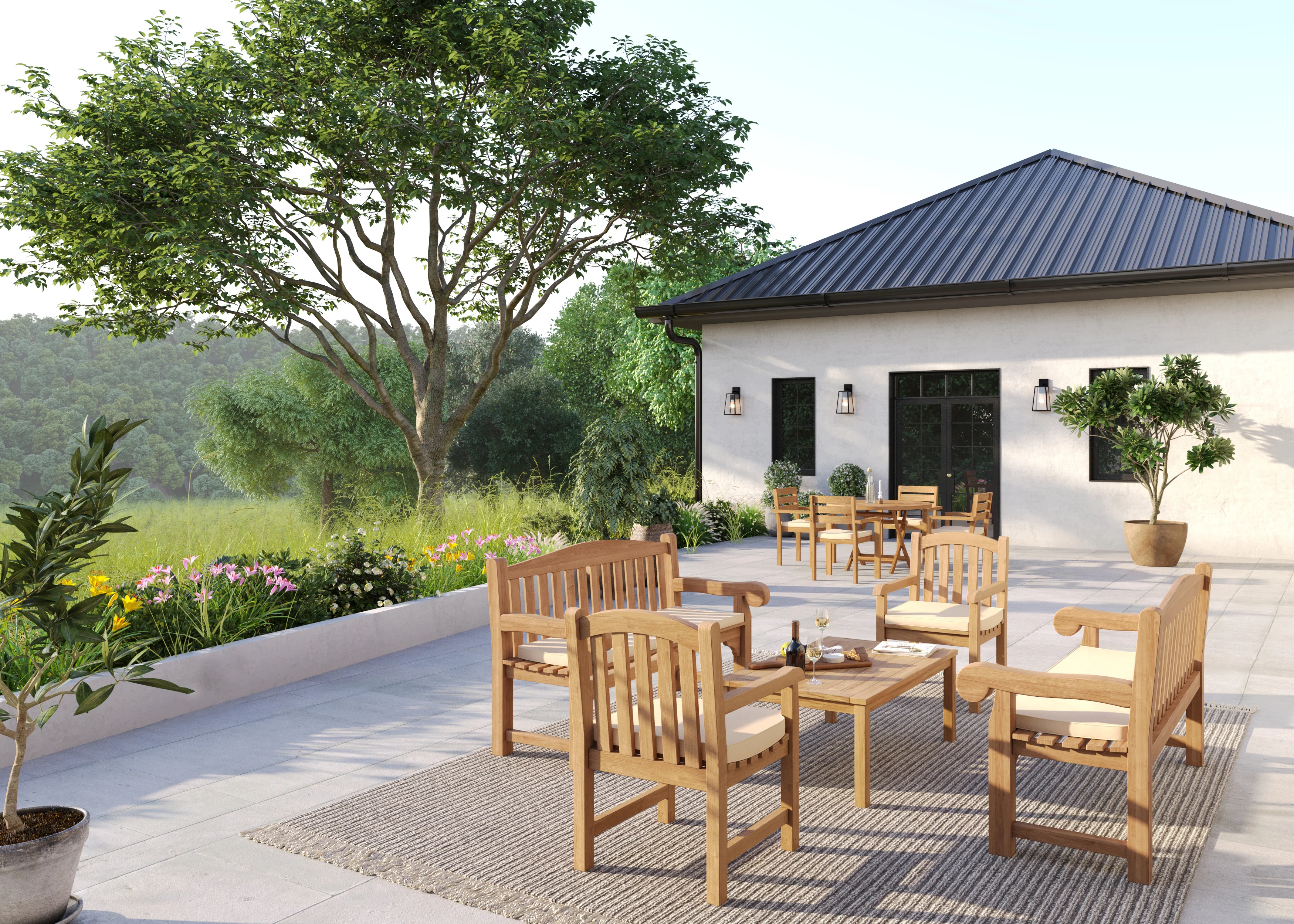 Harmony Teak Garden Bench Set – Family Seating Set - Image 7