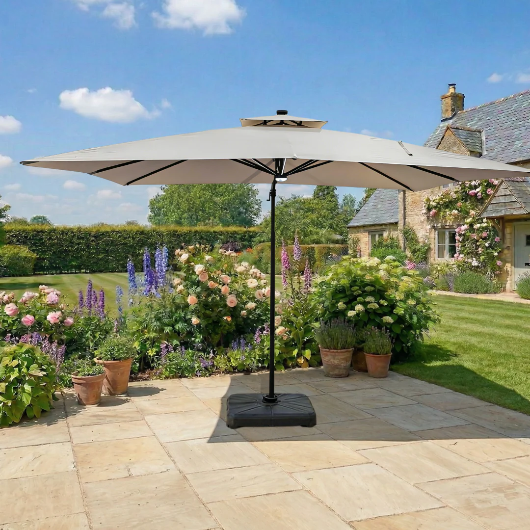 4x3m LED Cantilever Garden Parasol – Solar-Powered LED Lighting - Image 2