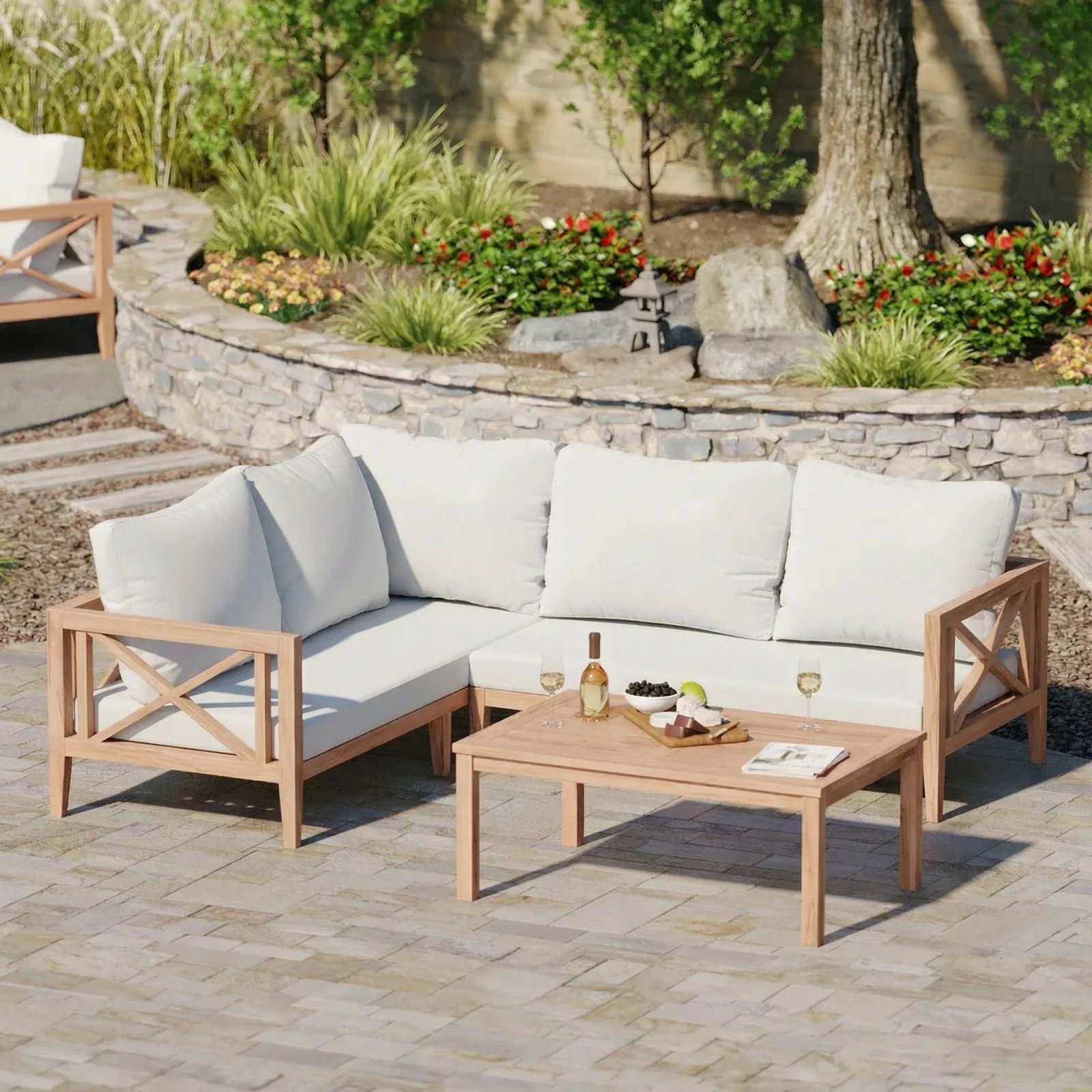 Amalfi Teak Garden Corner Sofa Set