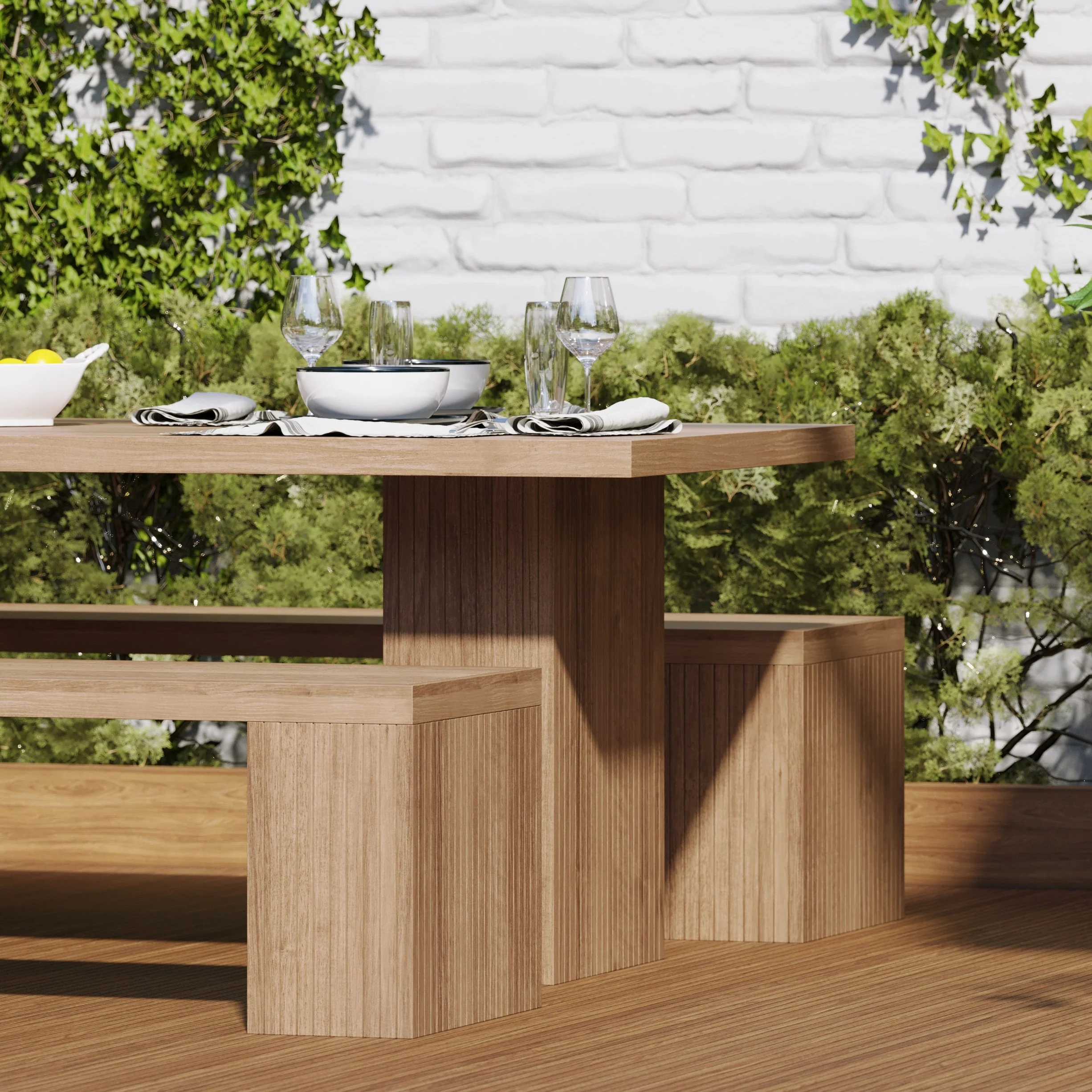 Belgravia Teak Garden Dining Set – Bench Set - Image 4