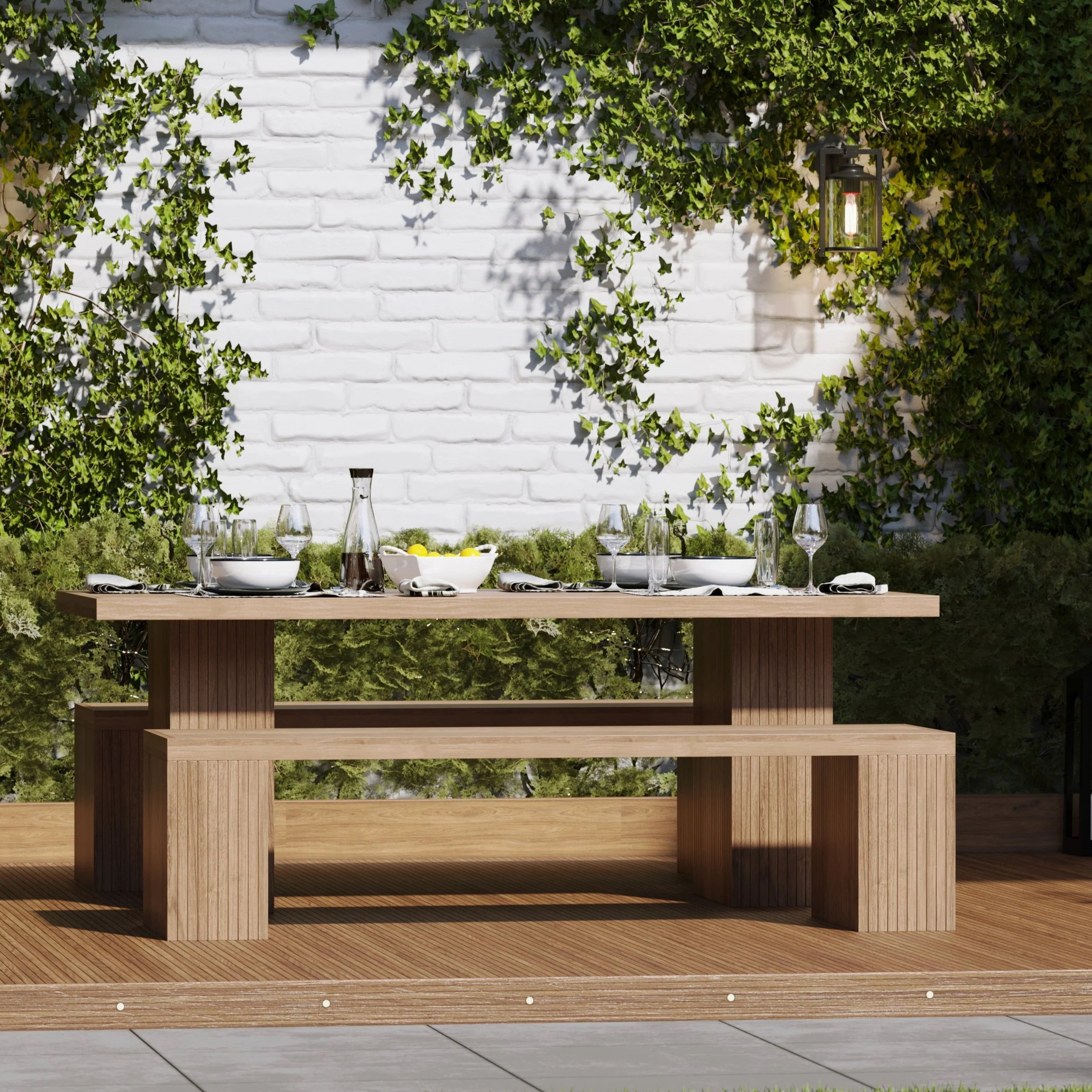 Belgravia Teak Garden Dining Set – Bench Set - Image 7