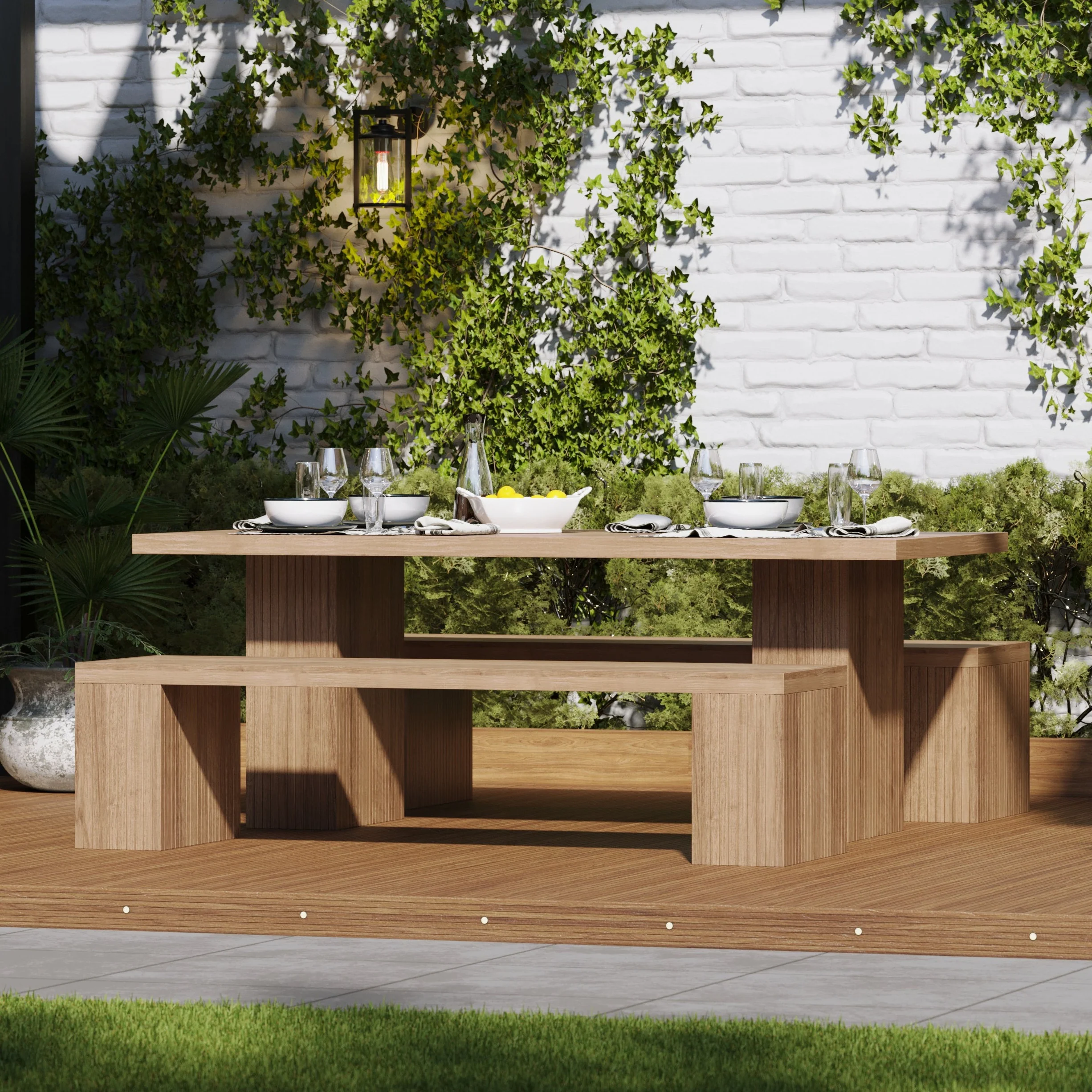Belgravia Teak Garden Dining Set – Bench Set - Image 8