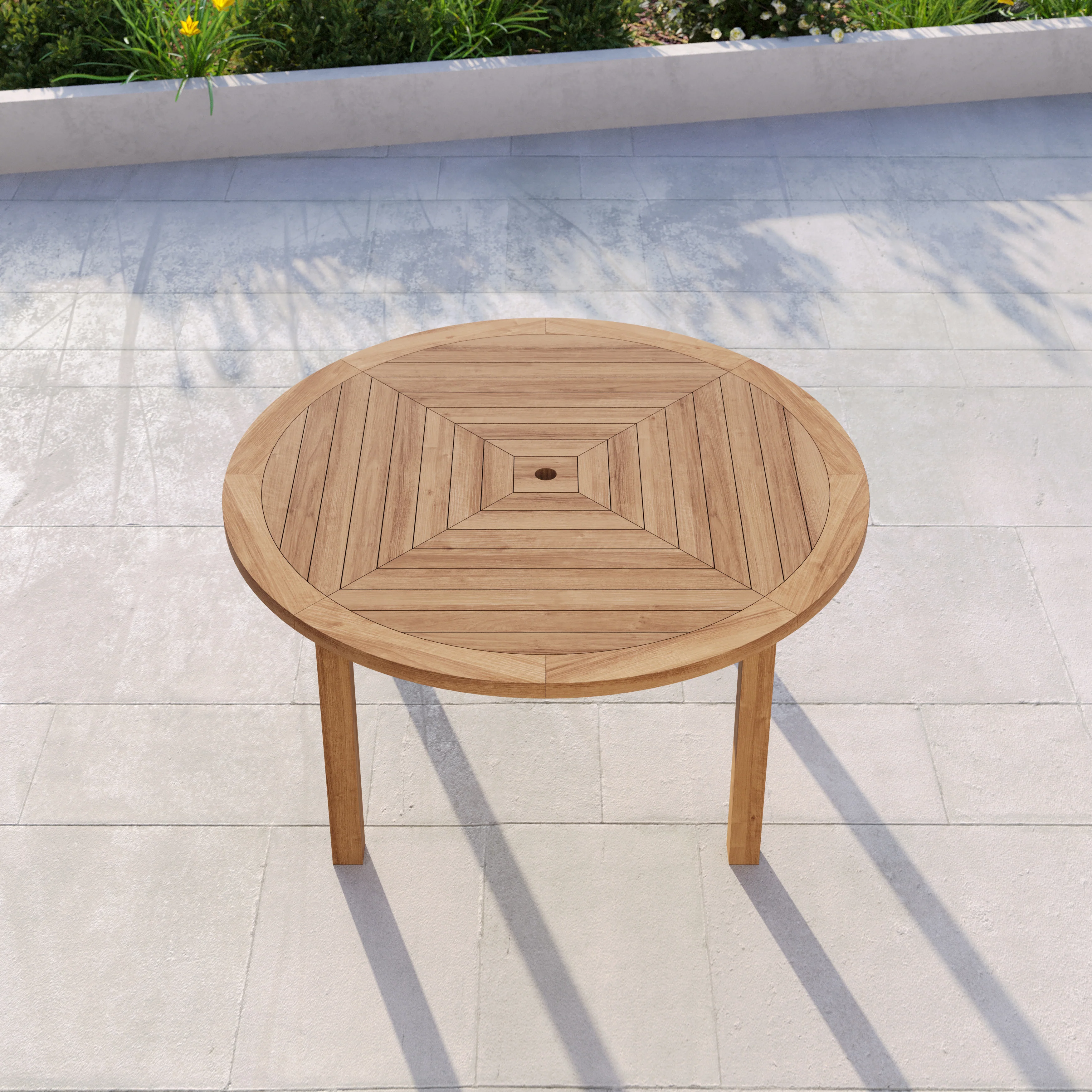6 Seater Teak Garden Dining Set – Luxor 150cm Round Table, 4cm Top with Marlow Stacking Chairs - Image 10