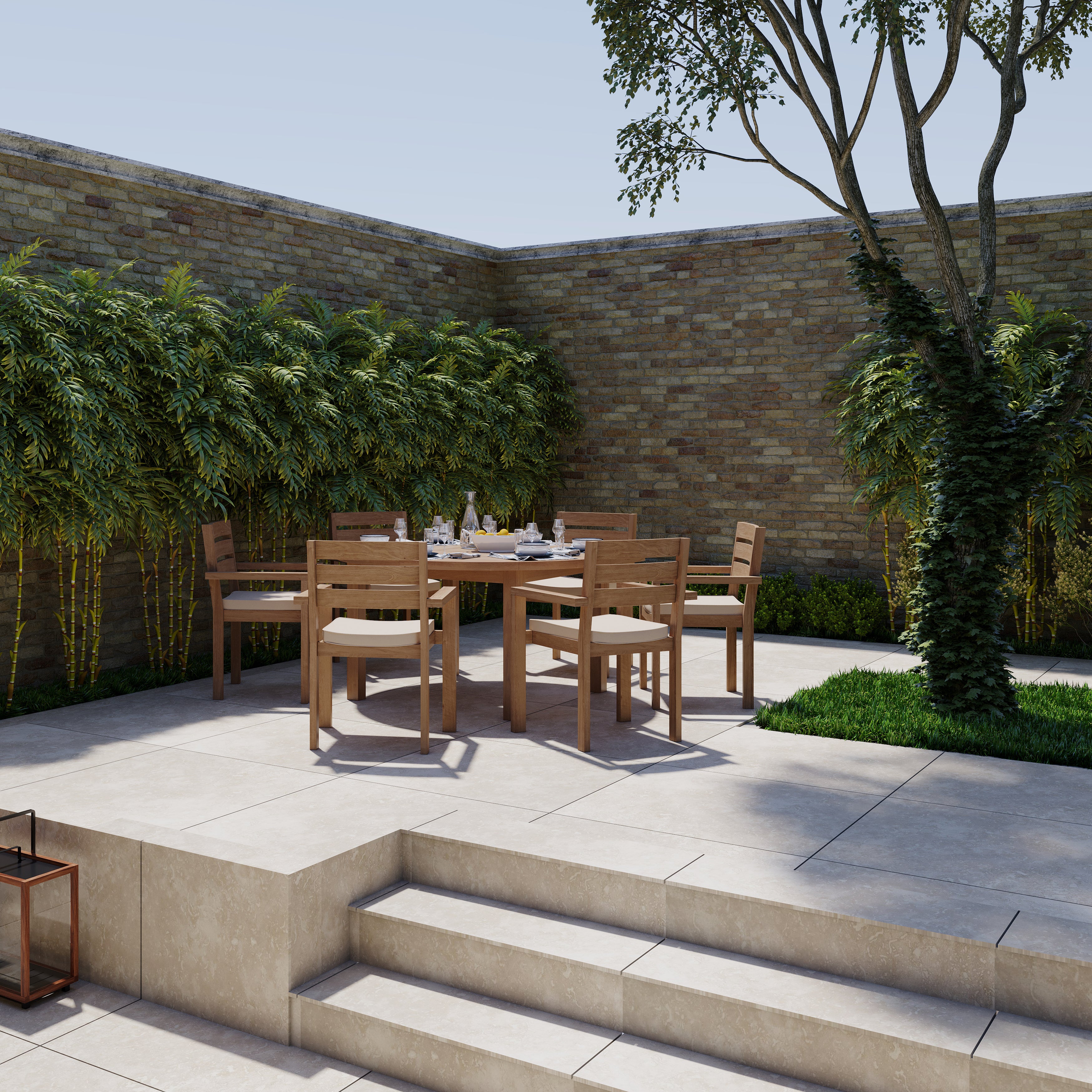 6 Seater Teak Garden Dining Set – Luxor 150cm Round Table, 4cm Top with Marlow Stacking Chairs - Image 8