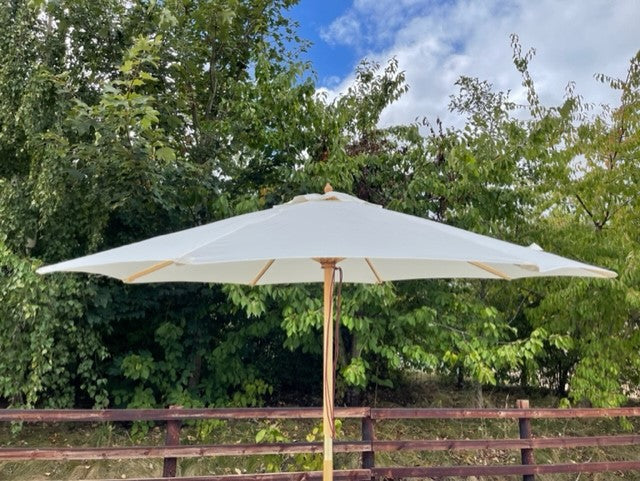 2.7m Solid Wood Tilting Garden Parasol – Premium 48mm Pole, Cream