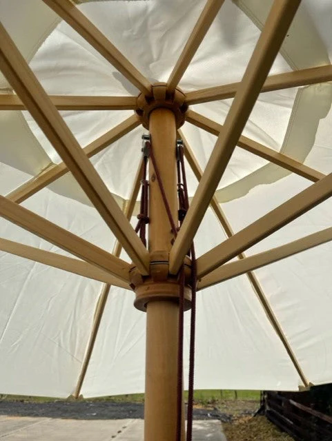 2.7m Solid Wood Tilting Garden Parasol – Premium 48mm Pole, Cream - Image 3