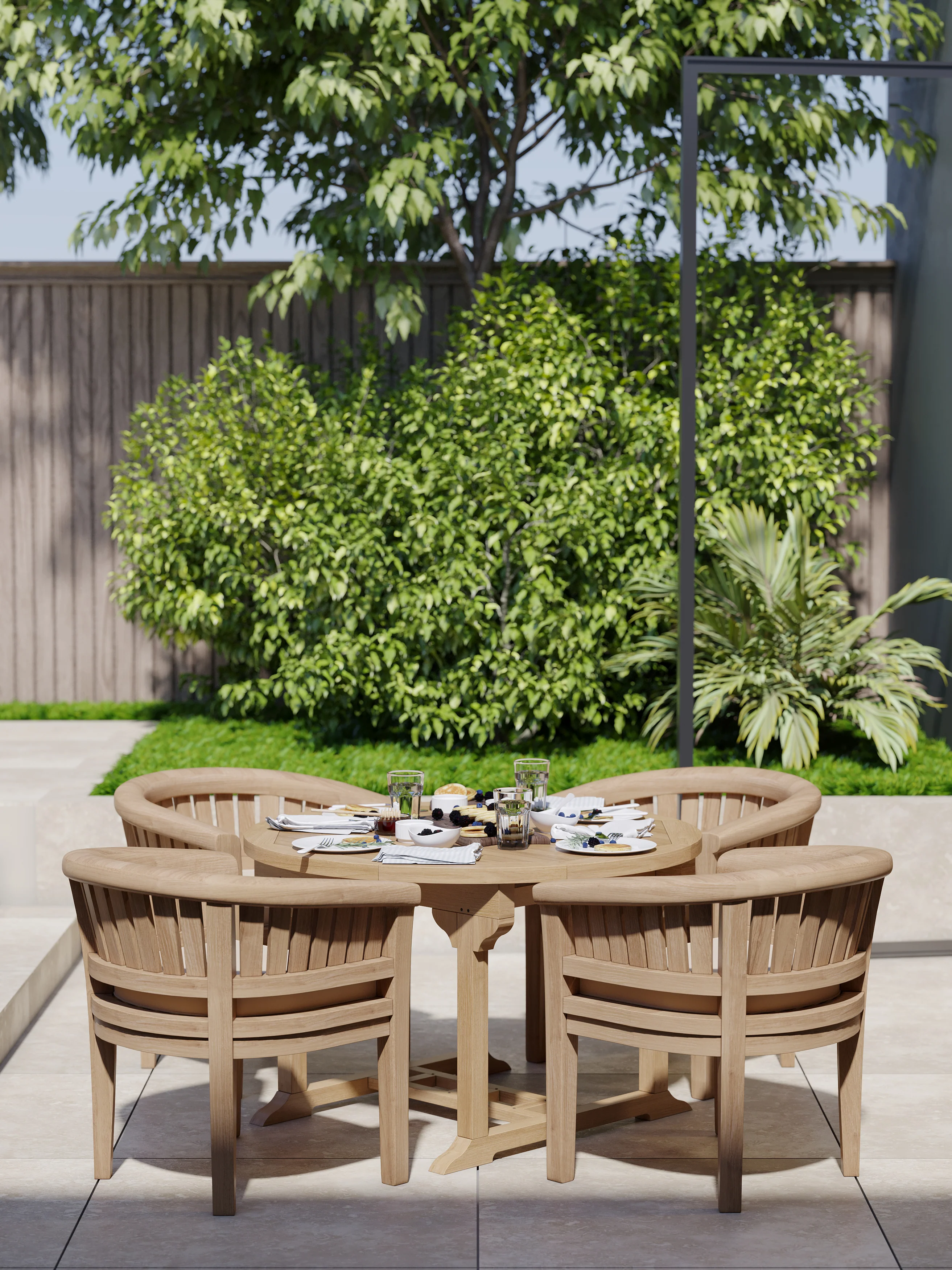 4 Seater Teak Garden Dining Set – 120–170cm Round-to-Oval Extending Table with San Francisco Chairs - Image 3