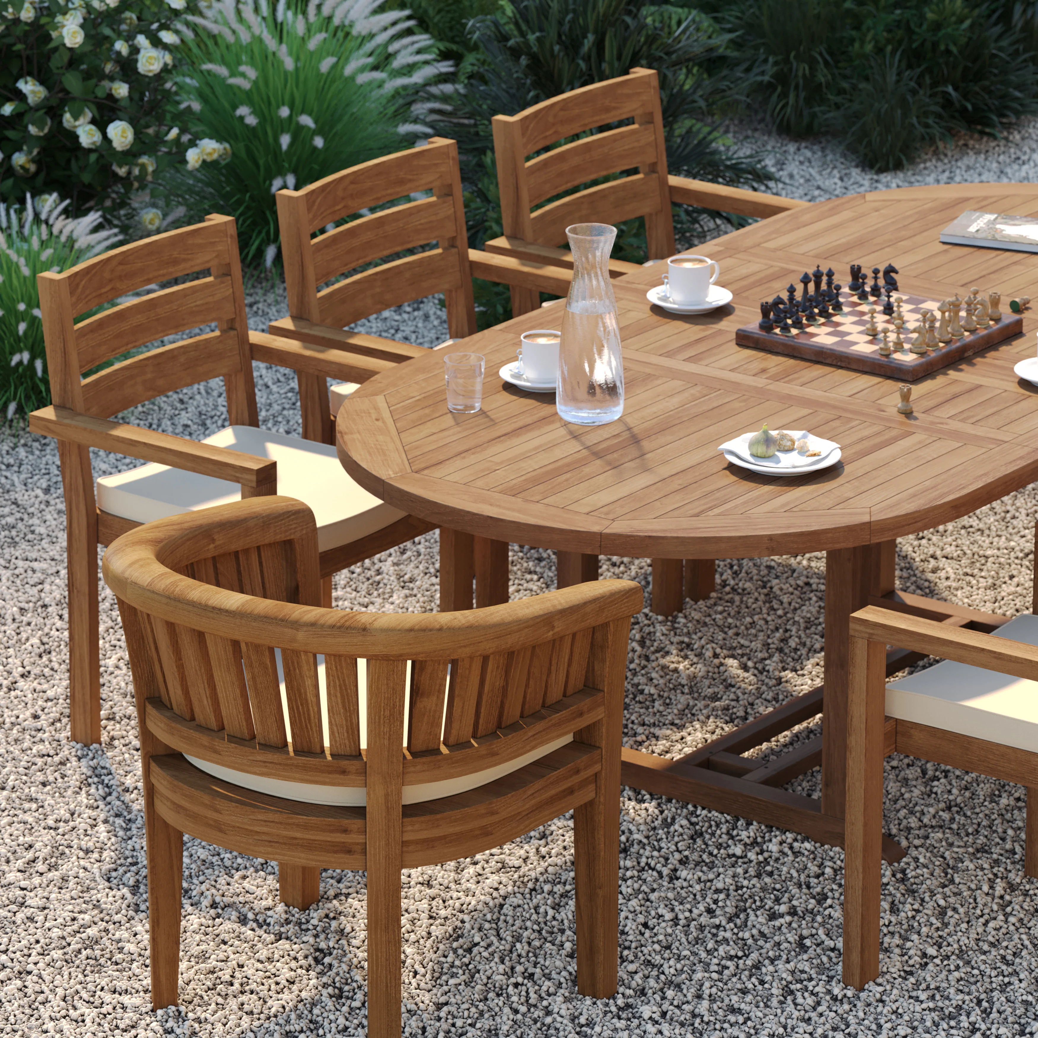 8 Seater Teak Garden Dining Set – 180–240cm Oval Extending Table with 6 Marlow Stacking Chairs & 2 San Francisco Chairs - Image 7
