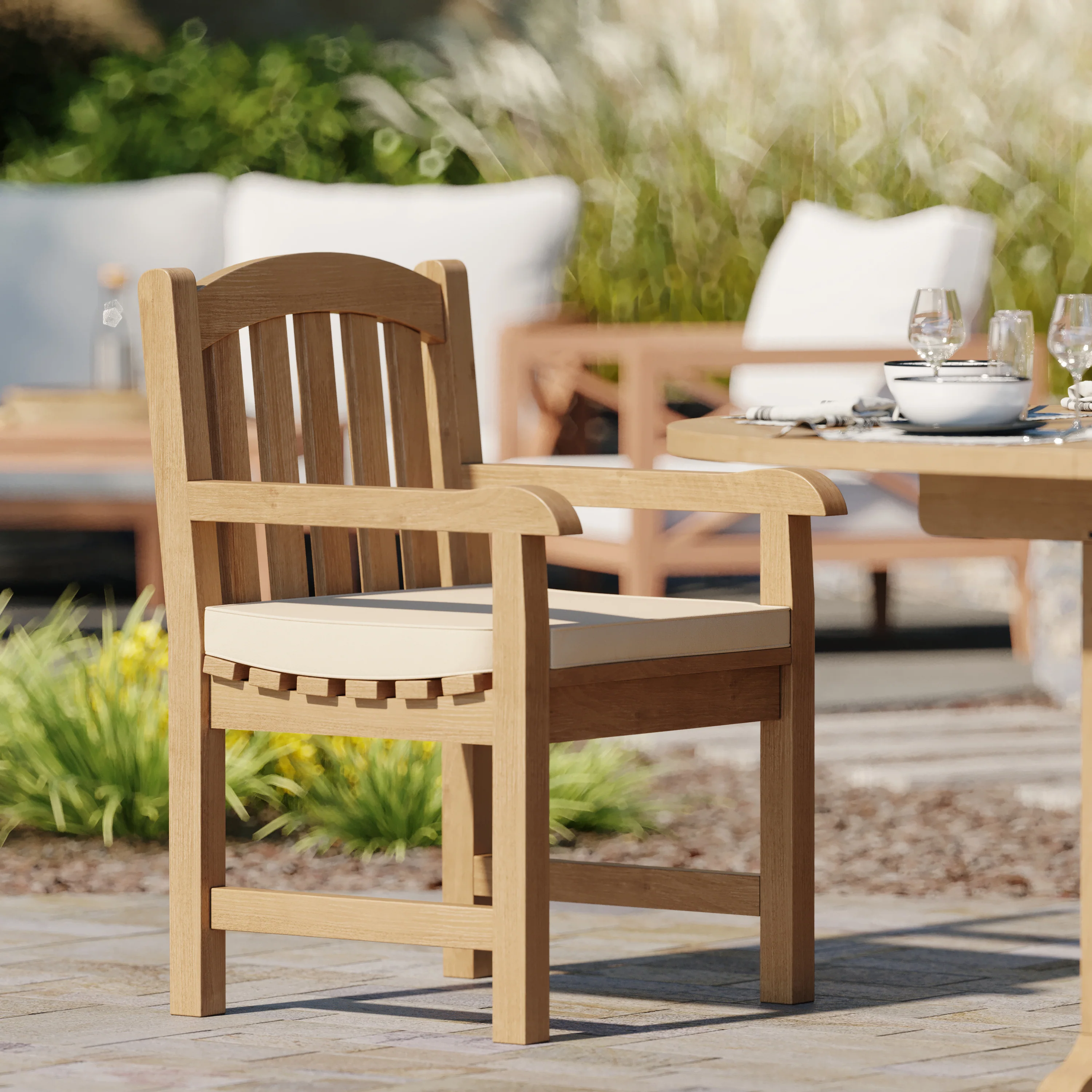 8 Seater Teak Garden Dining Set – 180–240cm Oval Extending Table, 4cm Top with Warwick Chairs - Image 11