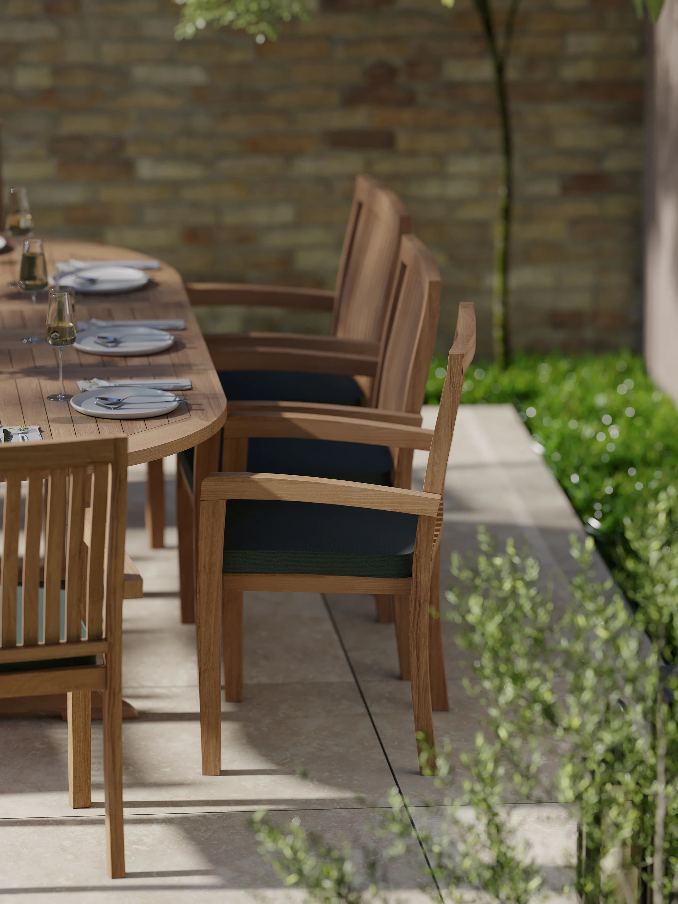8 Seater Teak Garden Dining Set – 180–240cm Oval Extending Table with Henley Stacking Chairs - Image 4