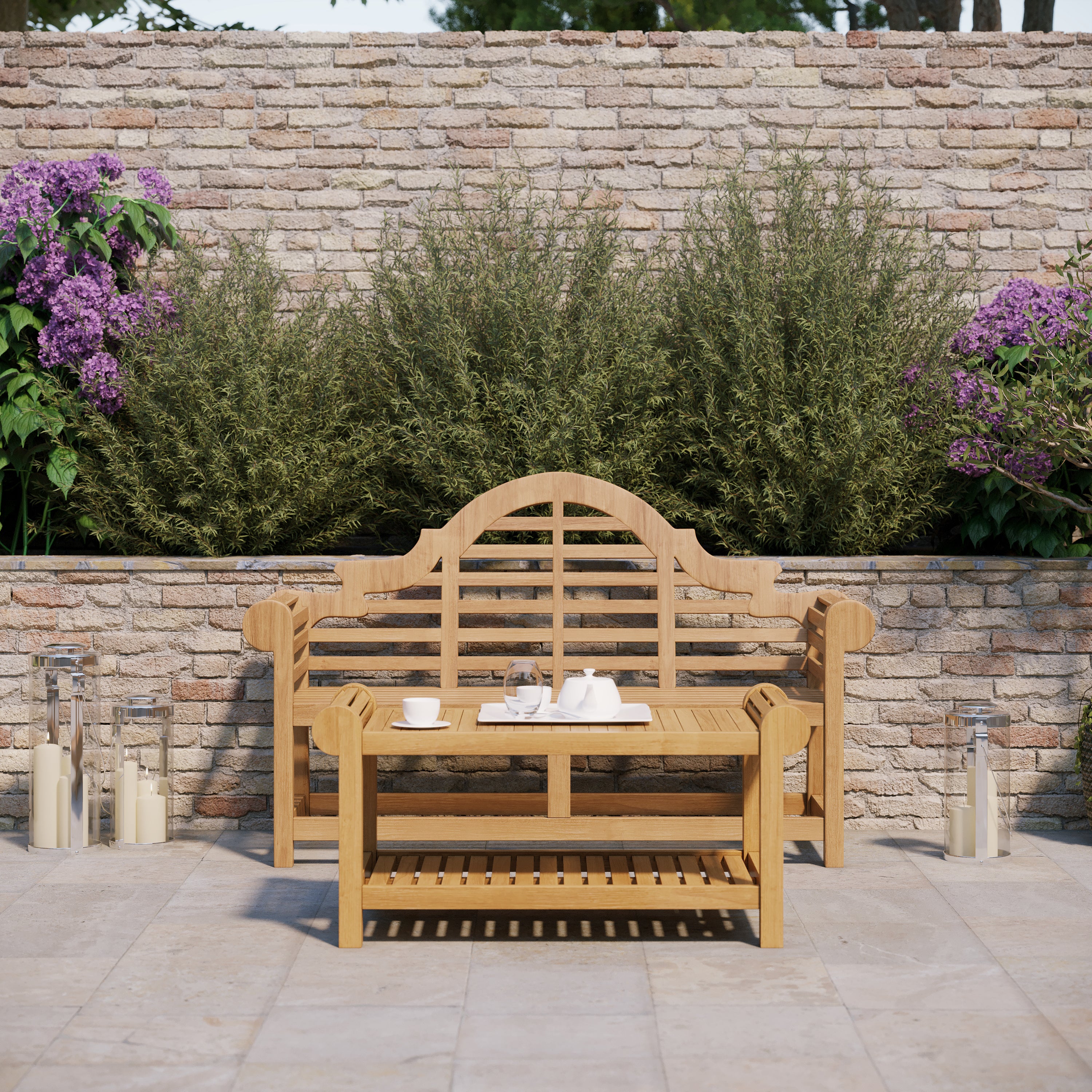 Lutyens Teak Garden Coffee Set – 1 Bench & Coffee Table - Image 4