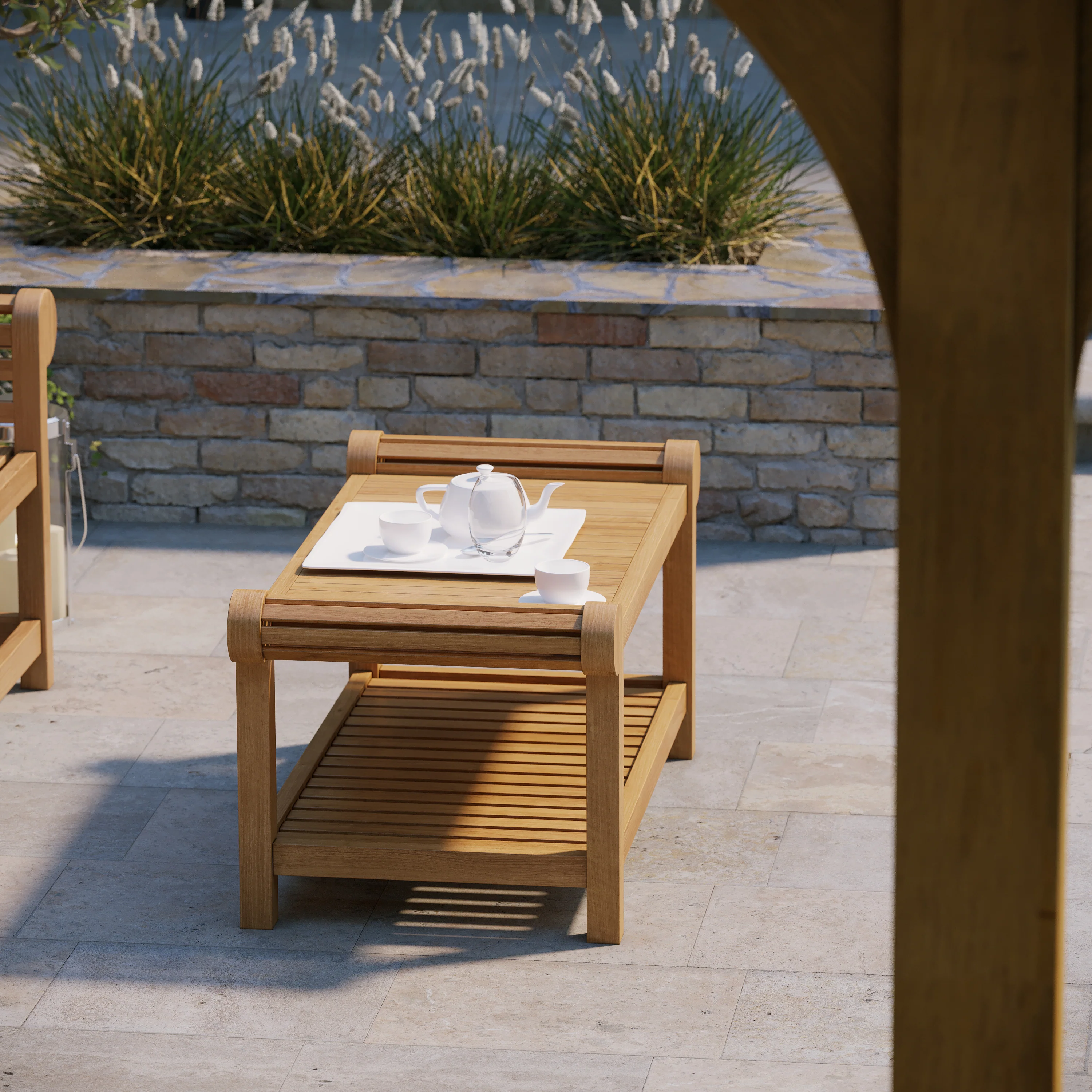 Lutyens Teak Garden Coffee Set – 1 Bench & Coffee Table - Image 7