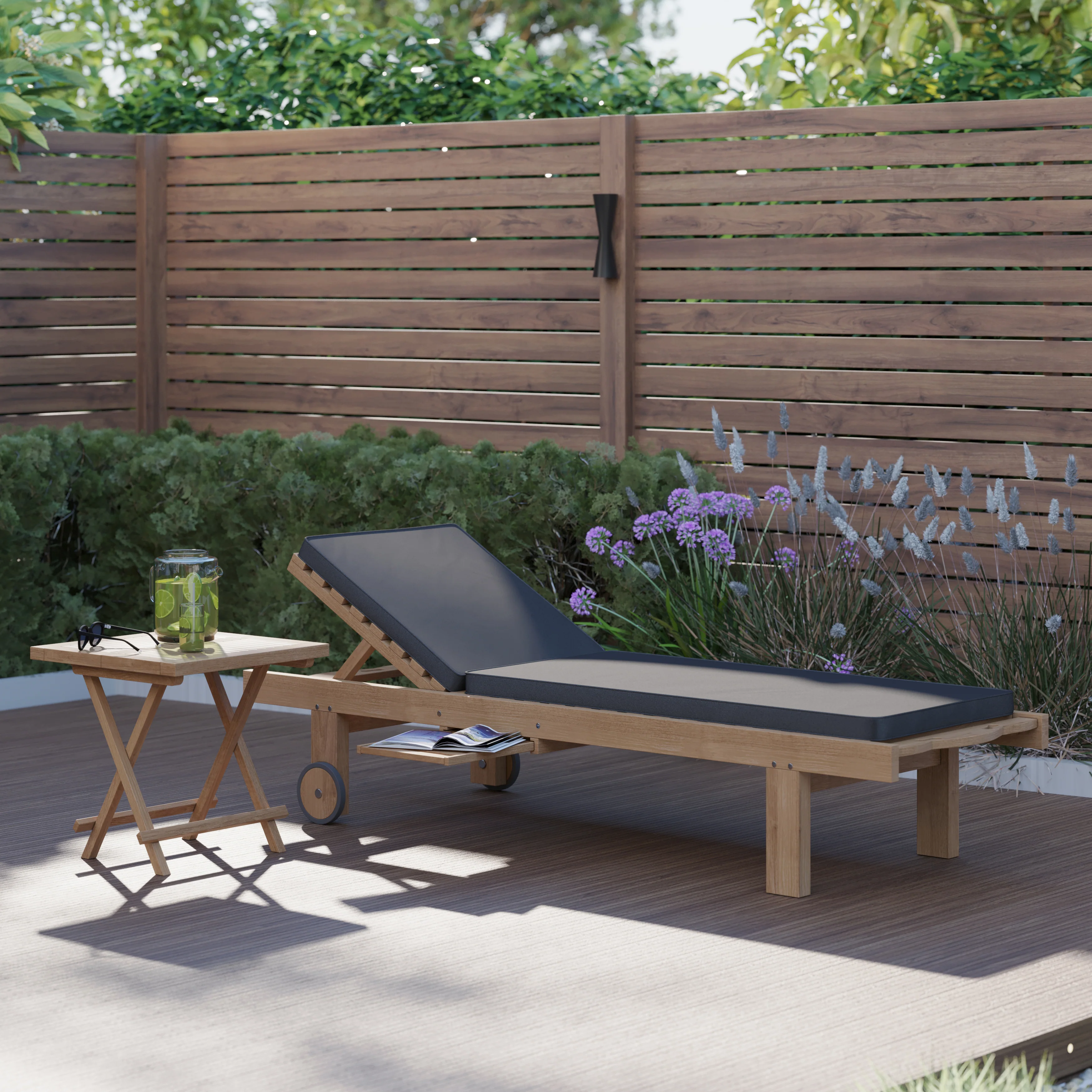 Reclining Teak Garden Sun Lounger – Leg Lift - Image 4