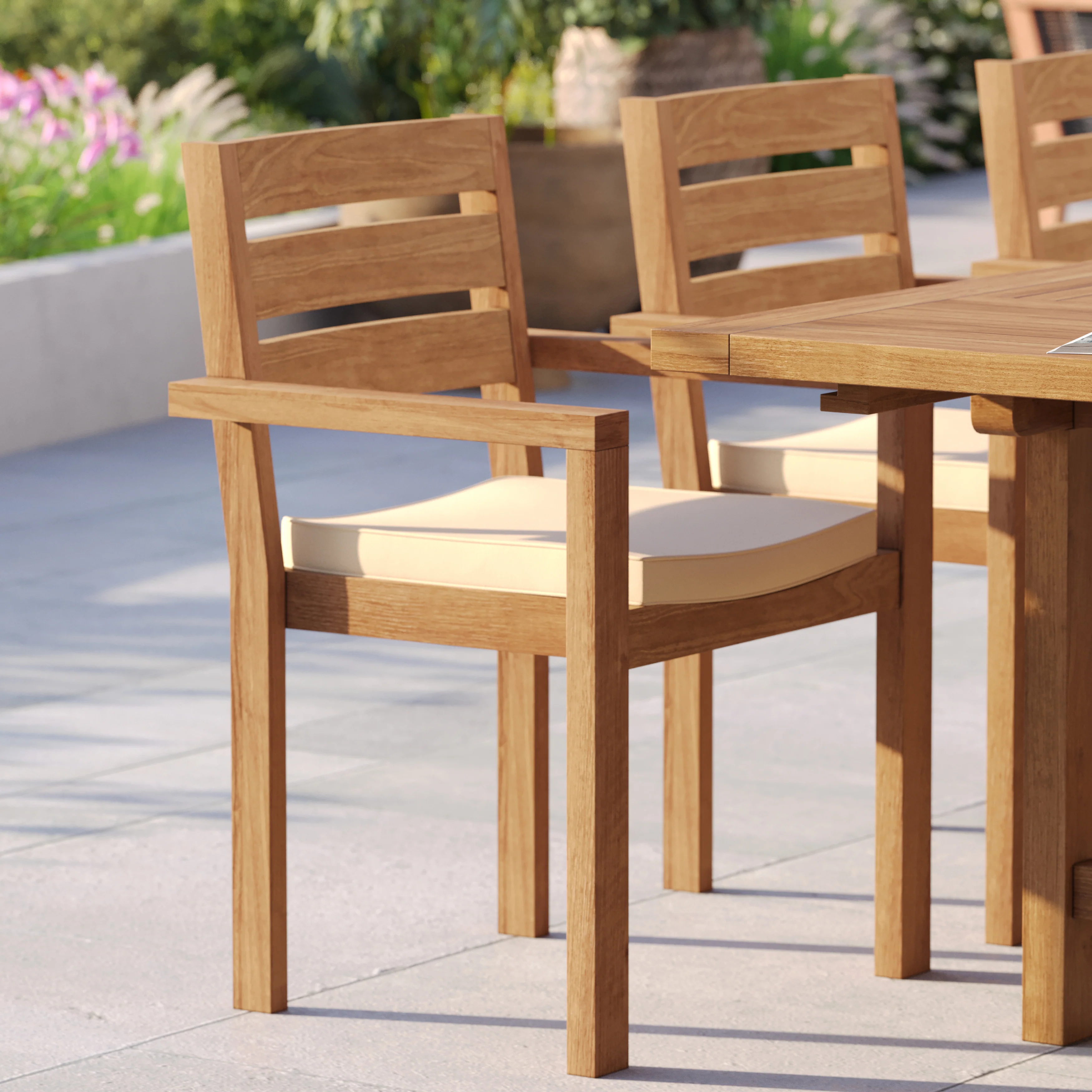 8 Seater Teak Garden Dining Set – 180–240cm Rectangular Extending Table, 4cm Top with Marlow Stacking Chairs - Image 5