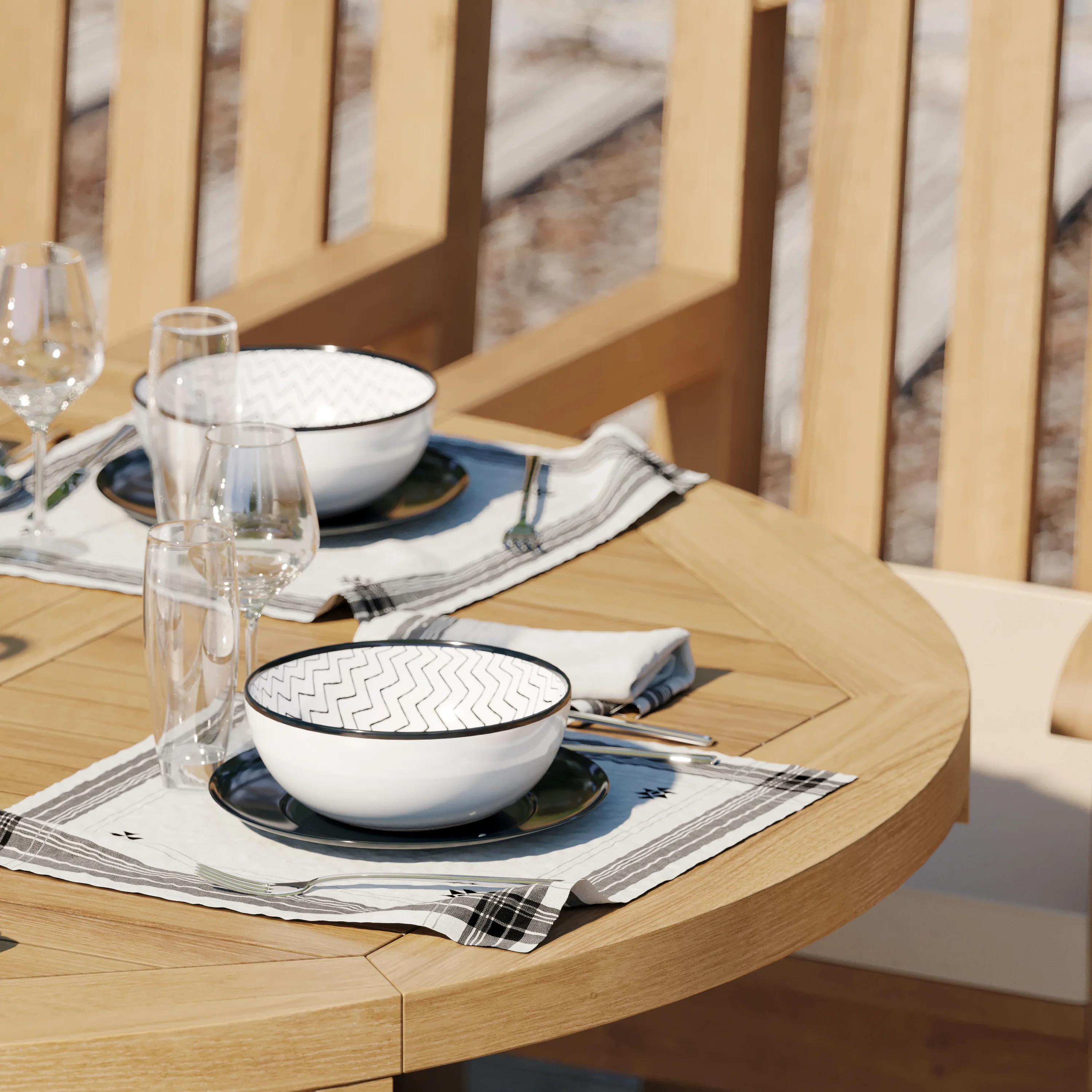 6 Seater Teak Garden Dining Set – 120–170cm Round-to-Oval Extending Table, 4cm Top with Warwick Chairs - Image 7