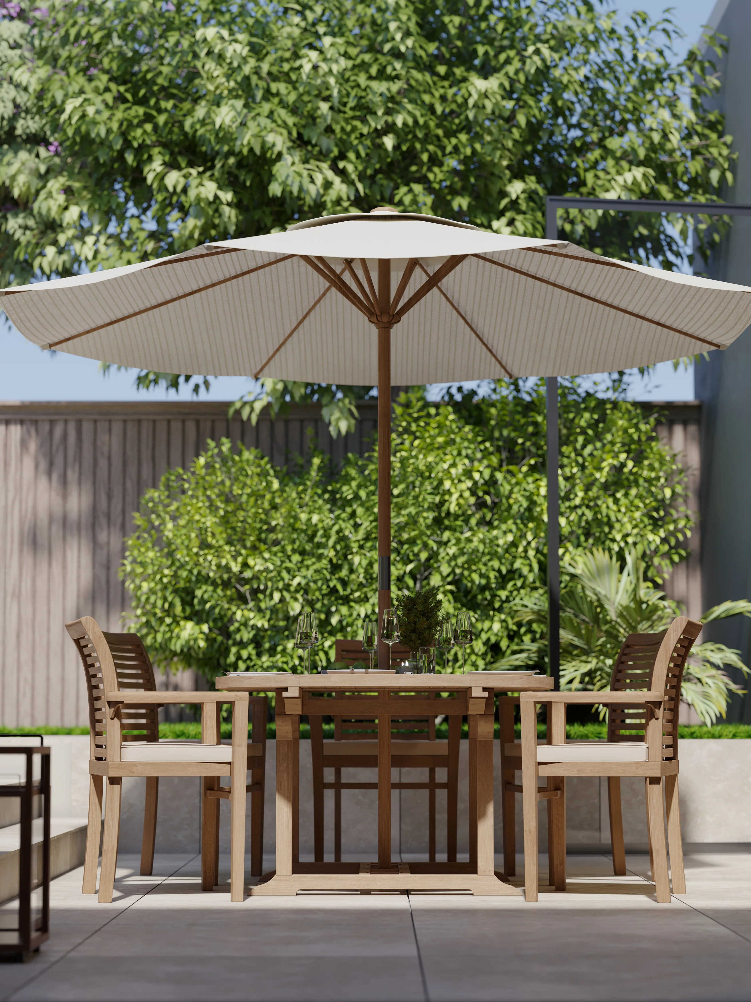 6 Seater Teak Garden Dining Set – 120–170cm Round-to-Oval Extending Table, 4cm Top with Oxford Stacking Chairs - Image 5
