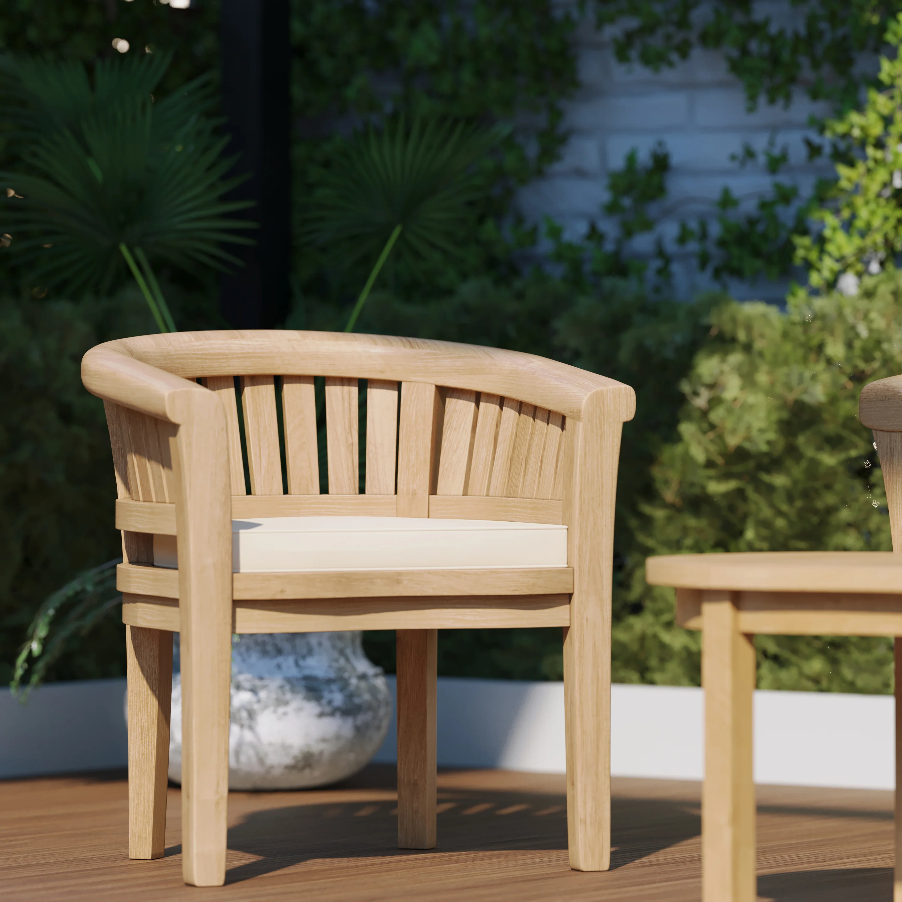 San Francisco Teak Garden Bench Set – 1 Bench, 2 Chairs & Coffee Table - Image 3
