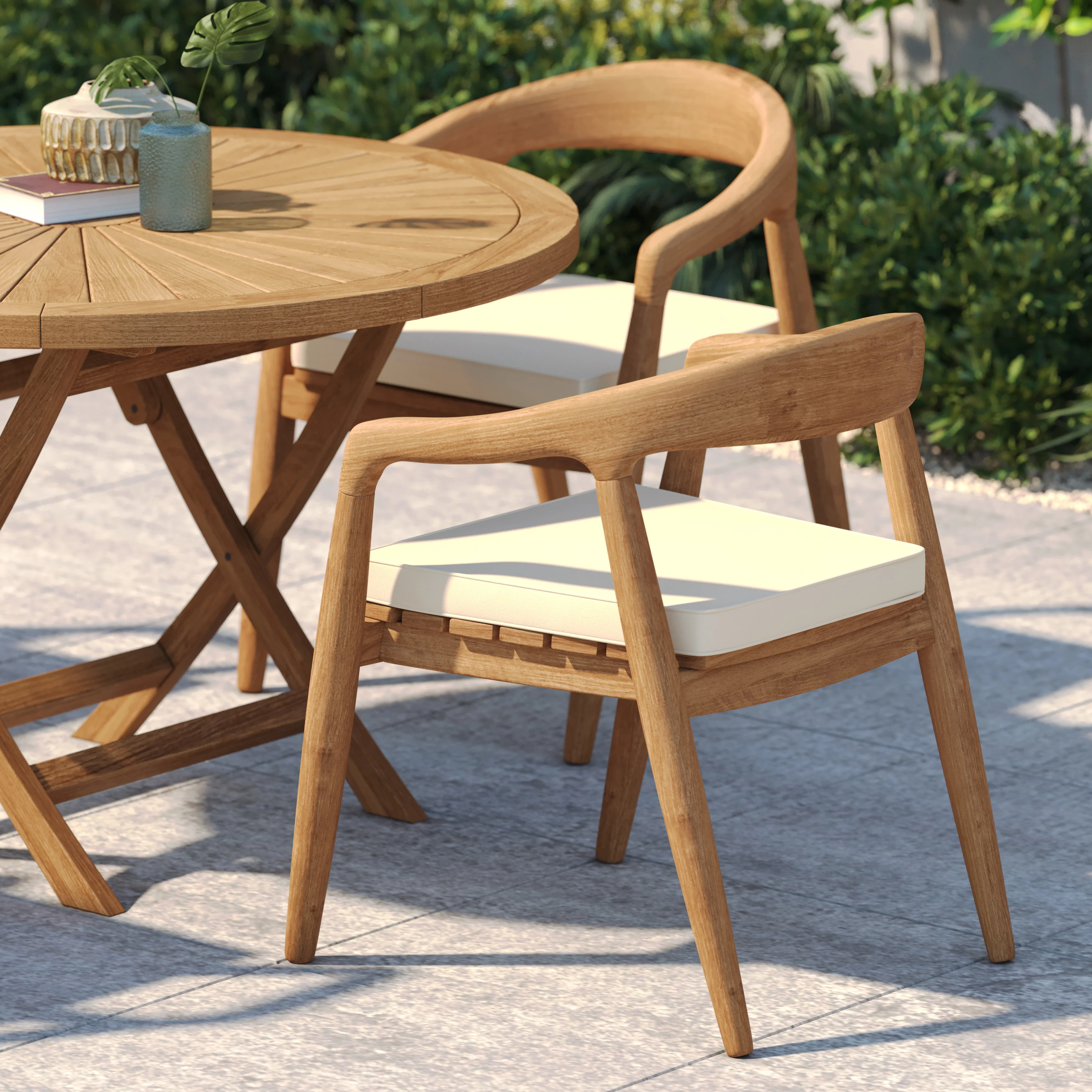 4 Seater Teak Garden Dining Set – 120cm Sunshine Folding Table, 4cm Top with Sydney Chairs - Image 4