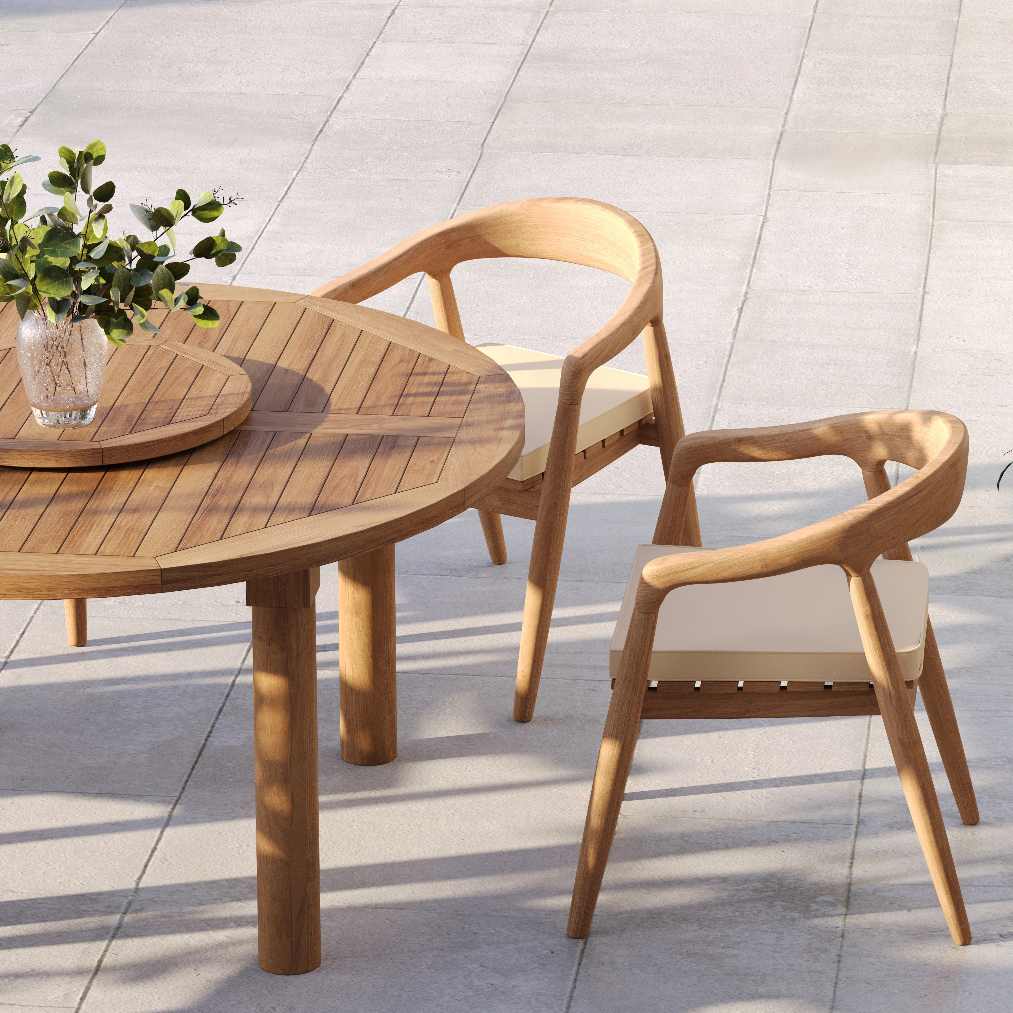 6 Seater Teak Garden Dining Set – 150cm Maximus Round Table, 4cm Top with Sydney Chairs - Image 6