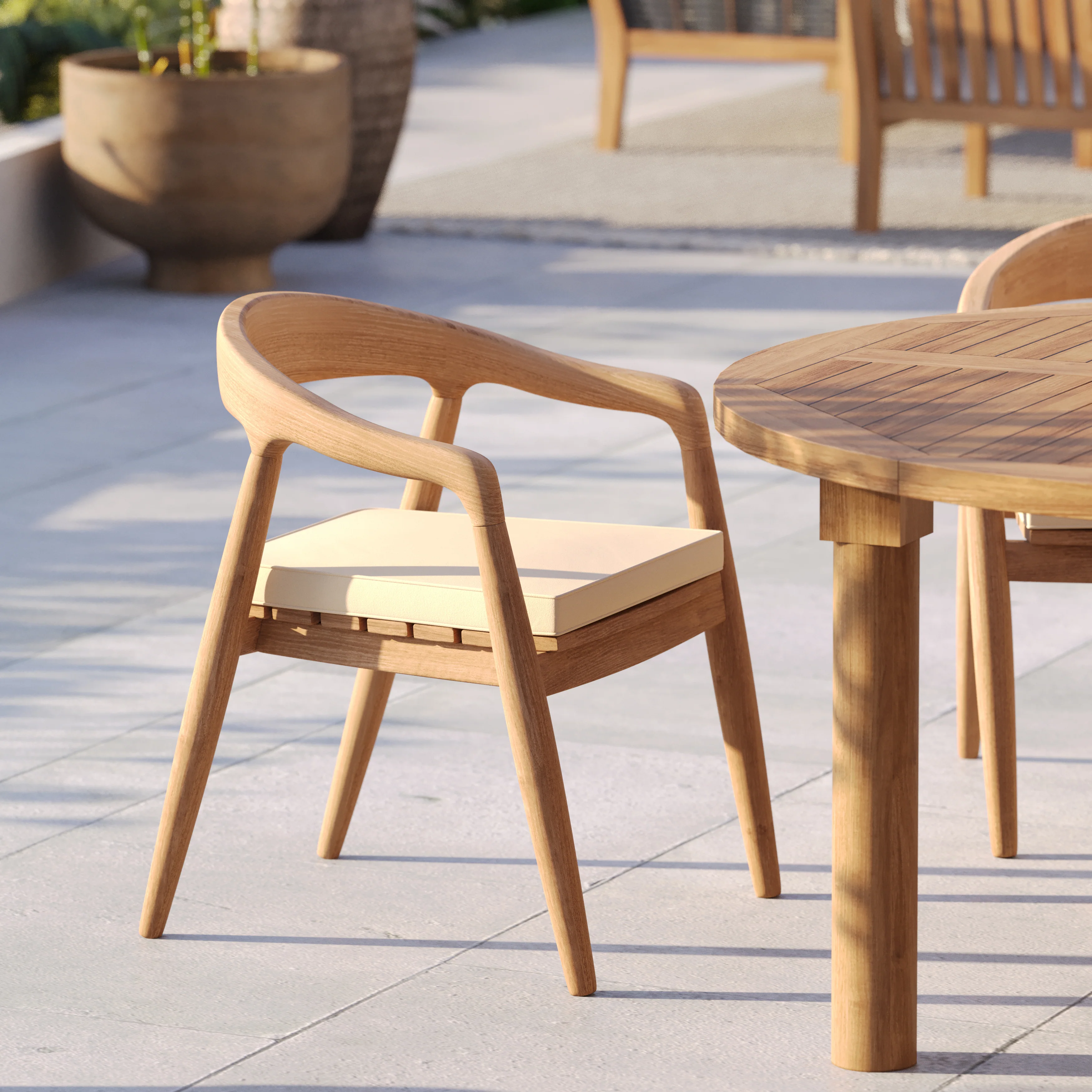 6 Seater Teak Garden Dining Set – 150cm Maximus Round Table, 4cm Top with Sydney Chairs - Image 7