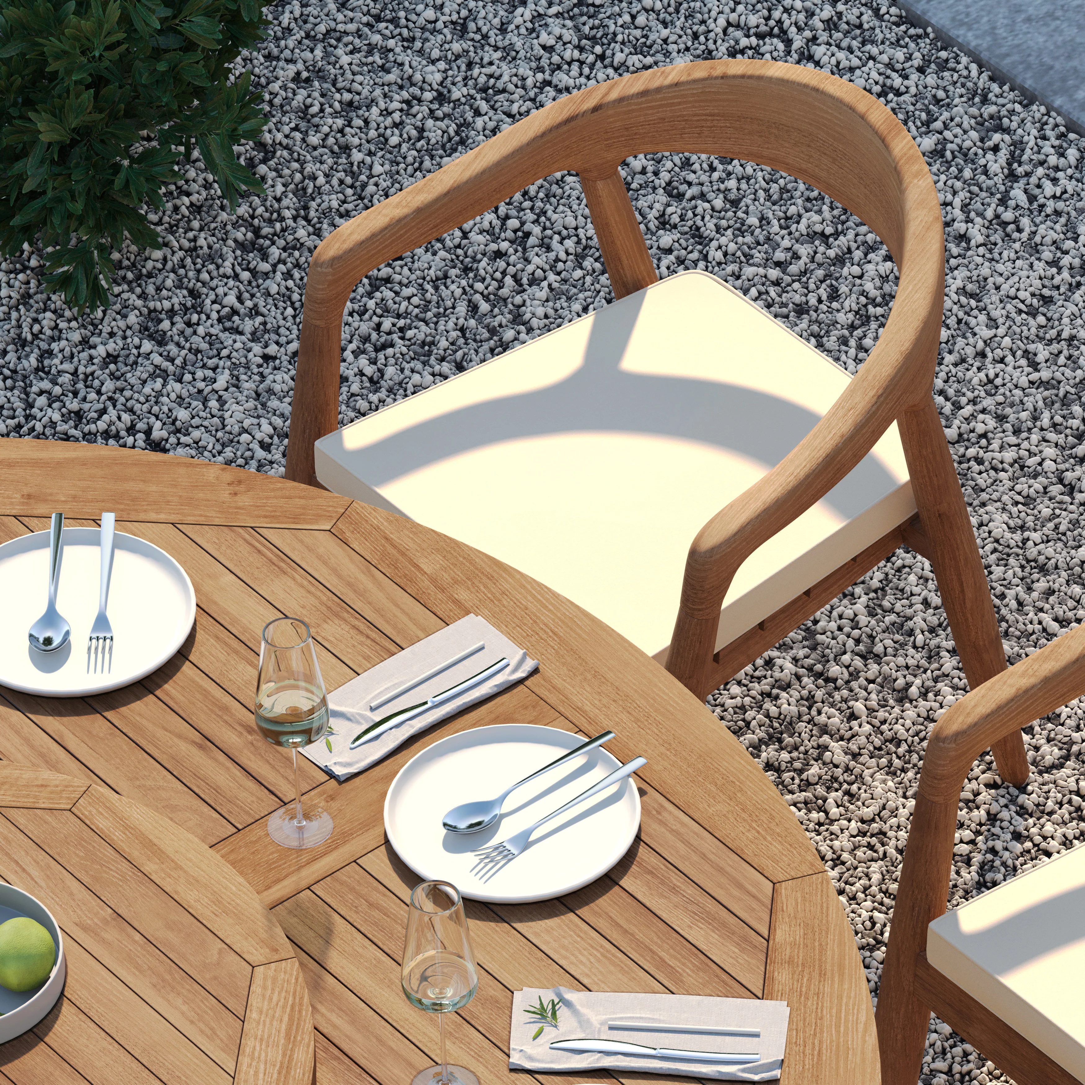 8 Seater Teak Garden Dining Set – 180cm Maximus Round Fixed Table, 4cm Top with Sydney Chairs - Image 3