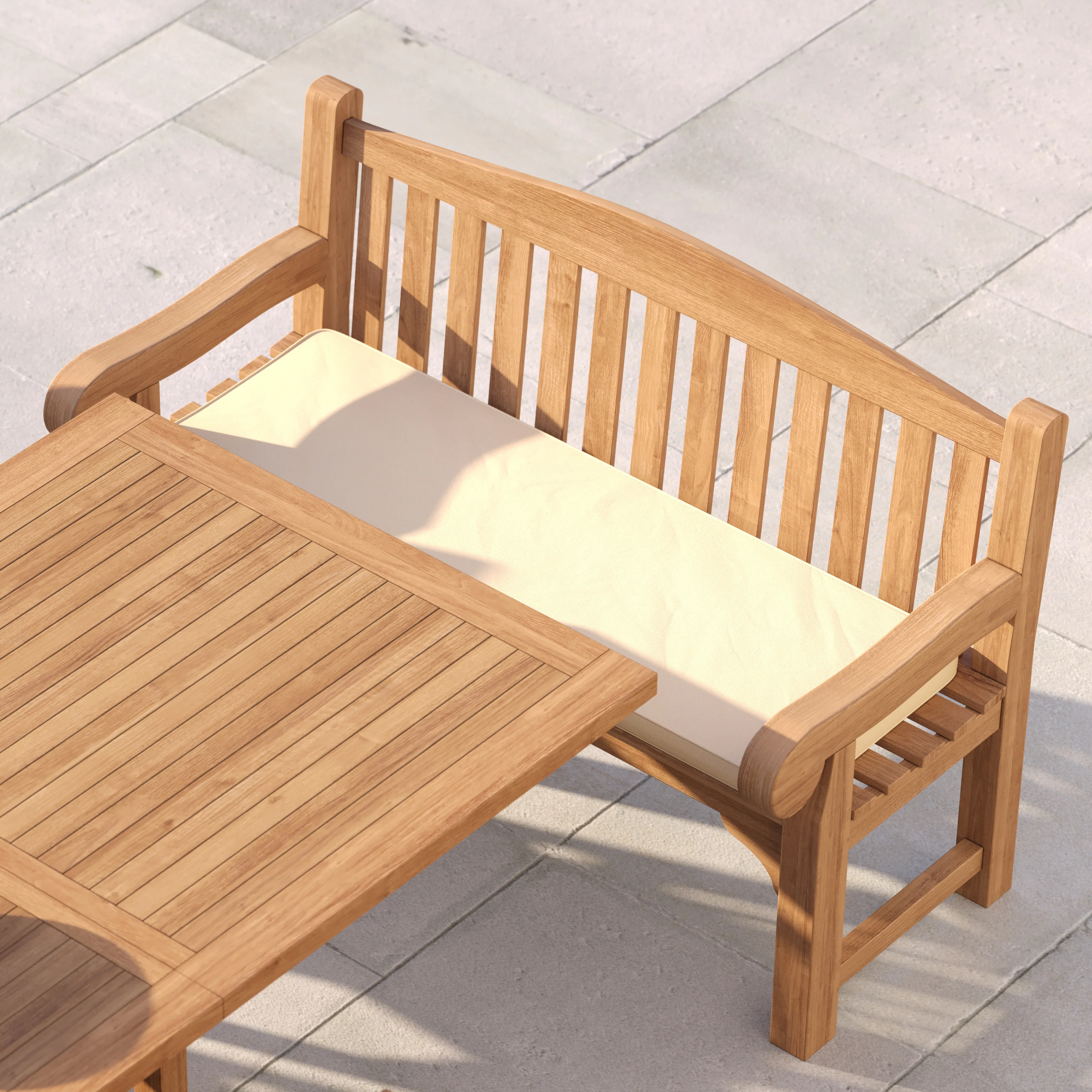 12 Seater Teak Garden Dining Set – 200–300cm Rectangular Extending Table, 4cm Top with 8 Henley Stacking Chairs & 2 Harmony Benches - Image 6