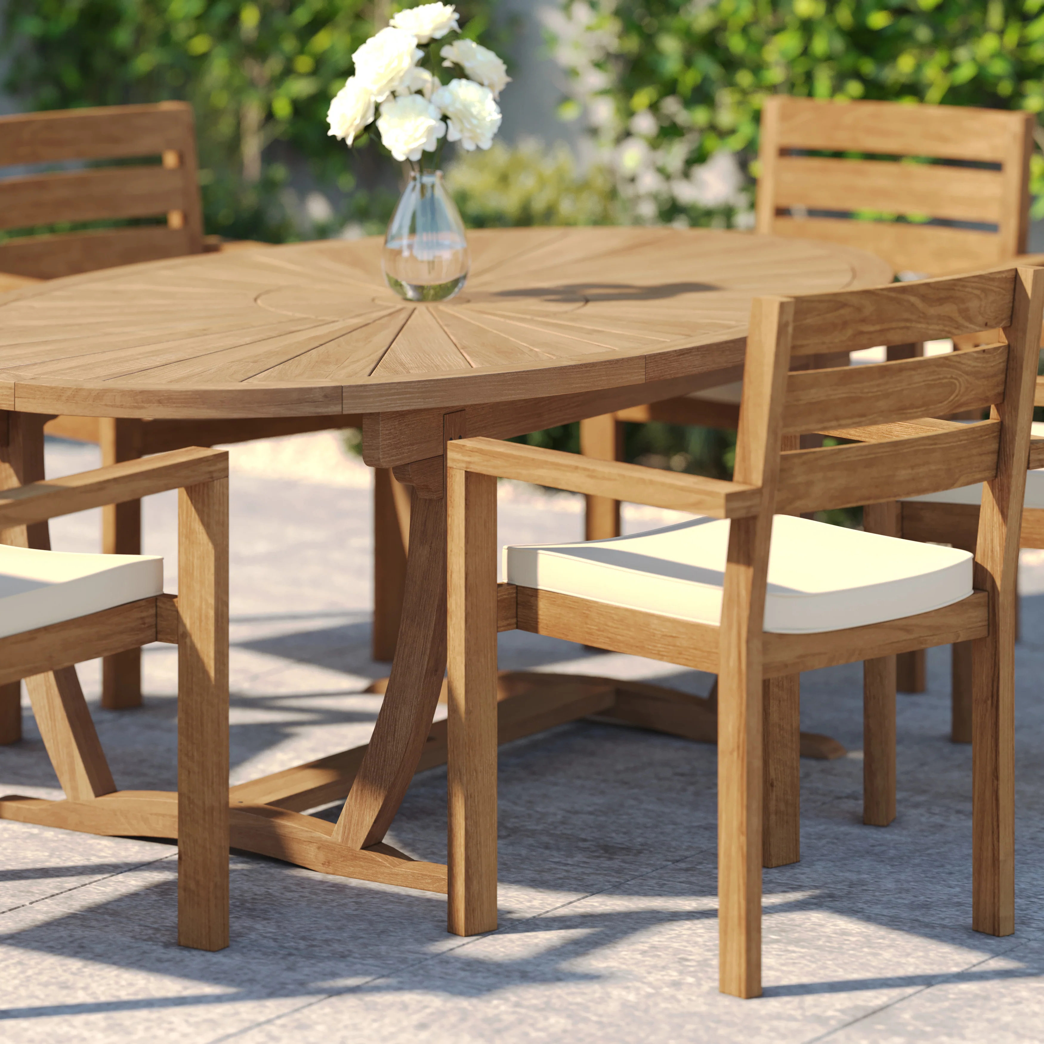 6 Seater Teak Garden Dining Set – 2m Sunshine Oval Table with Marlow Stacking Chairs - Image 7
