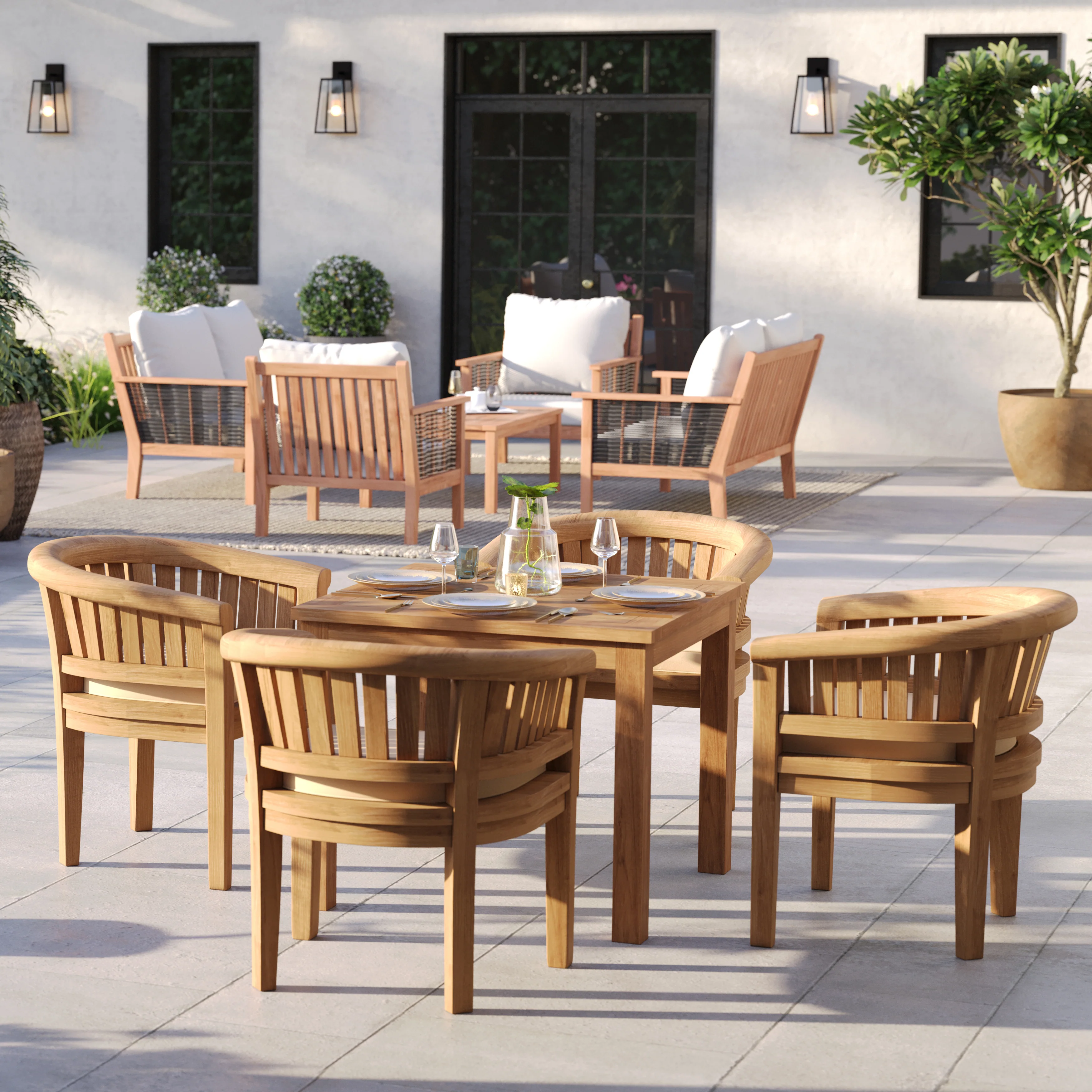 4 Seater Teak Garden Dining Set – 90cm Square Table with San Francisco Chairs - Image 3
